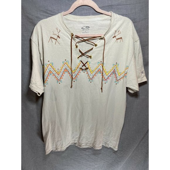 Champion Shirt Adult Large White Indigenous Southwest Colorful String Mens - Picture 1 of 8